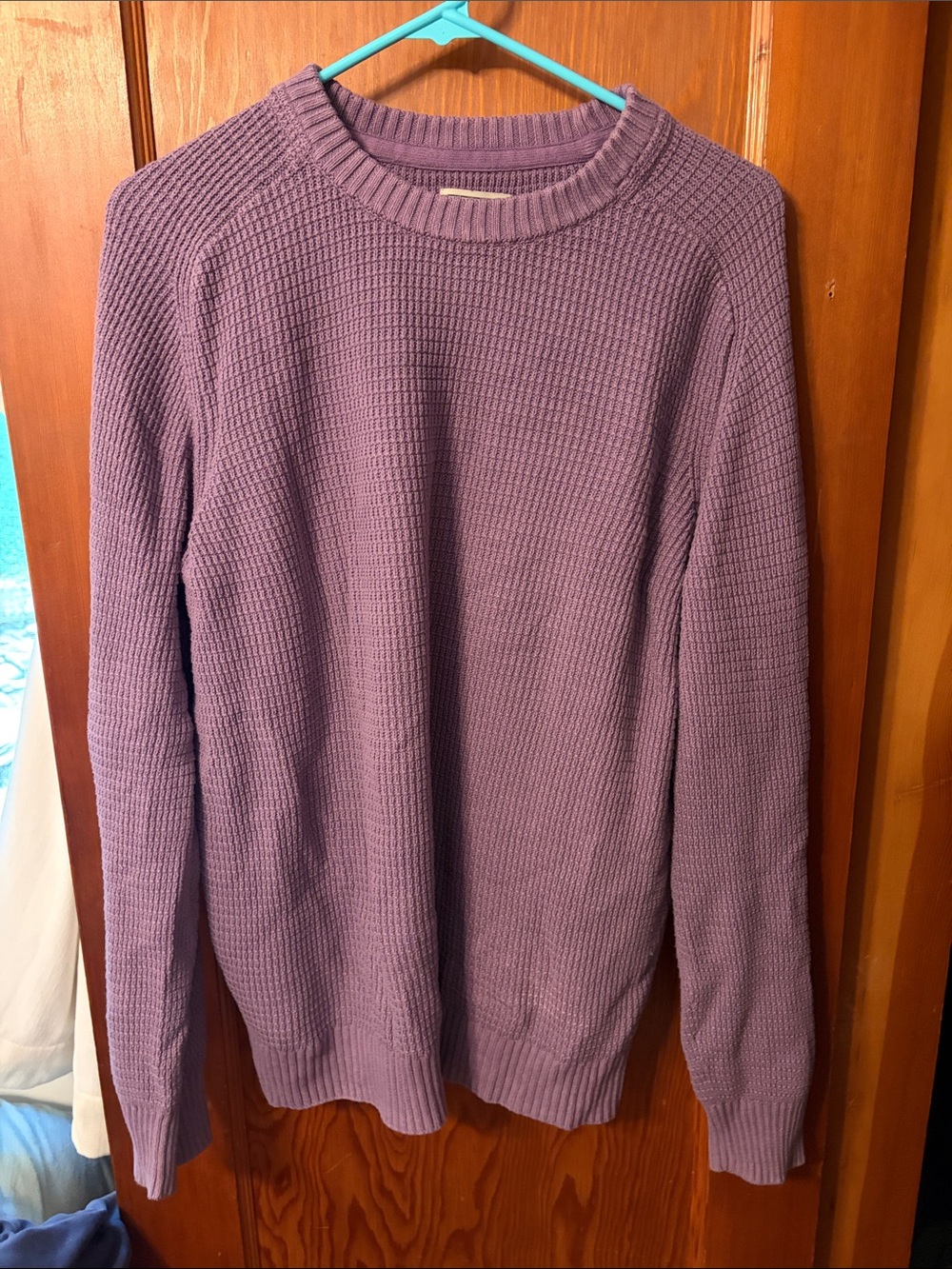 L.L. Bean Men's Crewneck Waffle Sweater in Lavender Purple